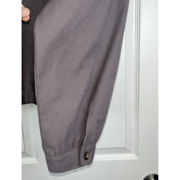 Nine West Taupe Gray Lightweight Bomber Jacket Full Zip Elastic Hem Women’s L - Picture 8 of 16